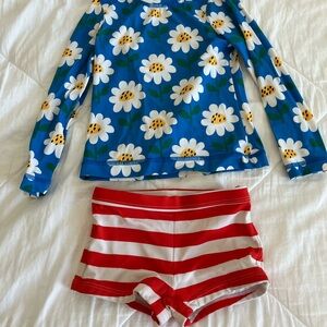 Hanna Andersson Blue and White Floral Swimwear